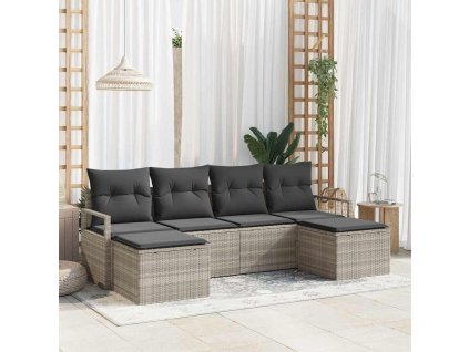 Set pohovek 6 pcs Světle šedá polyratan 3346492