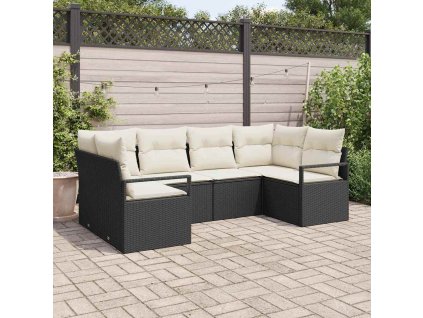 Set pohovek s polštářem 6 pcs Černá polyratan 3346517