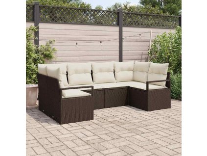 Set pohovek s polštářem 6 pcs Hnědá polyratan 3346518