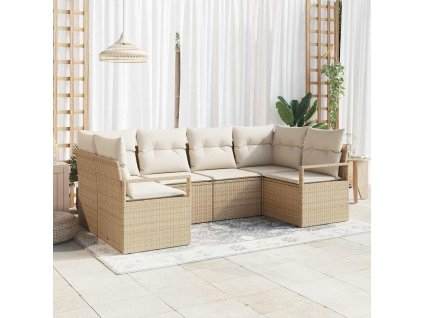 Set pohovek s polštářem 6 pcs Béžová polyratan 3346521