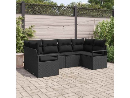 Set pohovek s polštářem 6 pcs Černá polyratan 3346523
