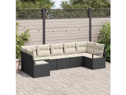 Sada zahradních pohovek 7 pcs Černá Poly ratan 3346527