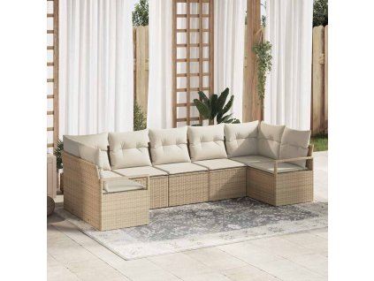 Sada zahradních pohovek 7 pcs Béžová Poly ratan 3346531