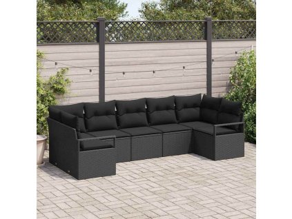 Sada zahradních pohovek 7 pcs Černá Poly ratan 3346533