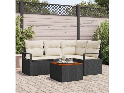 Sada zahradních pohovek s polštářem 5 pcs Černá Poly ratan 3347698