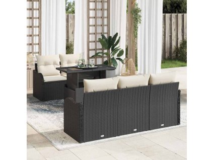 Sada zahradních pohovek 6 pcs Černá a krémová polyratan 3348373