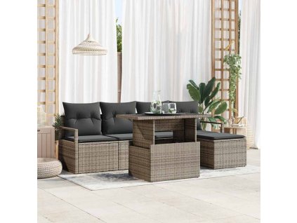 Sada zahradních pohovek s polštářem 6 pcs Šedá 3348805