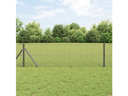 Svařovaný drátěný plot se 7 sloupky Šedá 0.8x10 m Ocel 3351805