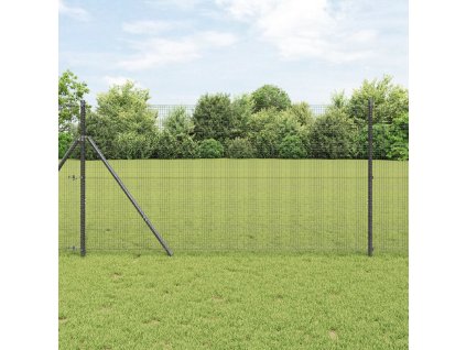 Svařovaný drátěný plot se 7 sloupky šedý 1.4x10 m ocel 3351817