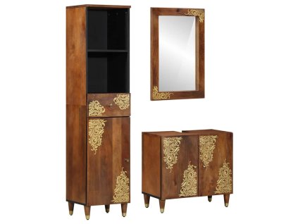 Sada koupelnových skříněk se zásuvkou 3 pcs Medová hnědá 3310148