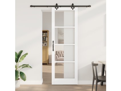 Posuvné dveře vidaXL s hardwarem "ORKDAL" Bílé solidní dřevo a sklo 3332164