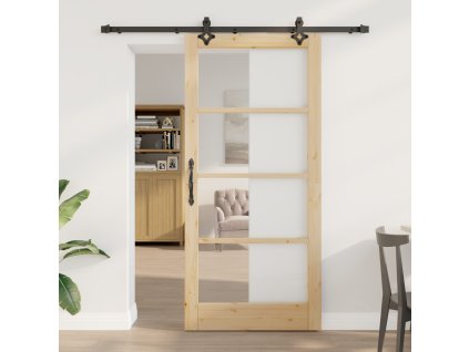 Posuvné dveře se sadou hardware 'ORKDAL'Masivní dřevo a sklo 3332175