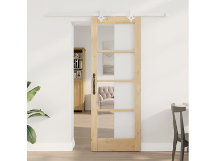 Posuvné dveře s hardwarem 73.5x198.5 cm Masivní dřevo borovice 3332211