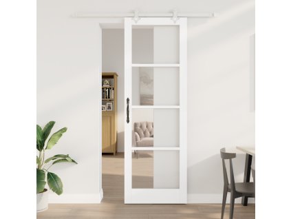 Posuvné dveře vidaXL s hardwarem Bílá 78x232 cm Masivní dřevo Borovice 3332220