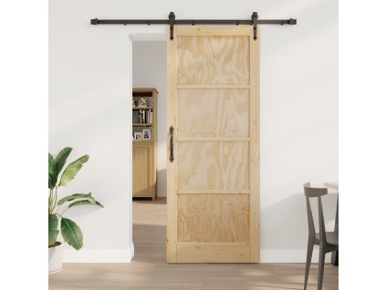 Posuvné dveře vidaXL s hardwarem 83x211 cm z masivního borového dřeva 3333674