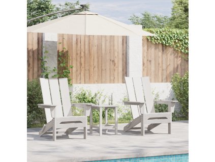 Zahradní lounge set vidaXL 3 kusy Bílý HDPE, Skládací Adirondack židle vidaXL Bílá 74.5x80.5x90 cm HDPE, Zahradní stoleček vidaXL Bílý 38x38x45 cm HDPE 3335822
