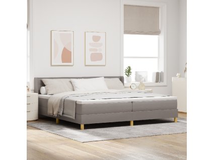 Postel Box Spring s matrací Taupe 200x200 cm látka, Čelní deska design s liniemi Taupe 200 cm látka 3341255