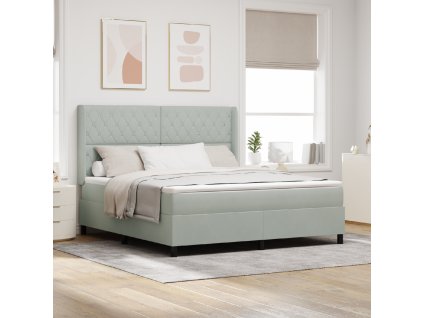 Boxspring postel s matrací a LED světlem světle šedá 180x200 cm samet 3343826