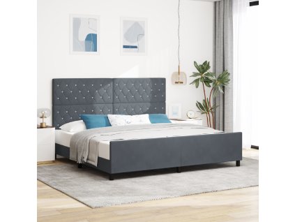 Postel Rám Tmavě Šedý 200x200 cm Samet 3344898