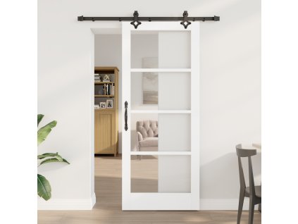 Posuvné dveře vidaXL s hardwarem Bílá 83x202 cm z masivního borového dřeva 3332278