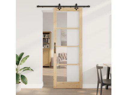 Posuvné dveře vidaXL s kovaním 83x232 cm z masivního borového dřeva 3332281