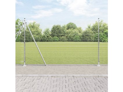 Svářený drátěný plot s 13 sloupky s vyložením 1.4x50 m z pozinkované oceli 3352361
