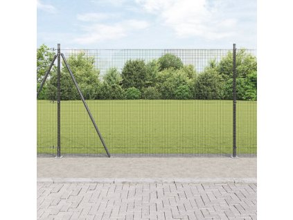 Svařovaný drátěný plot s 7 přírubovými sloupky Šedý 1,5x10 m Ocel 3352530