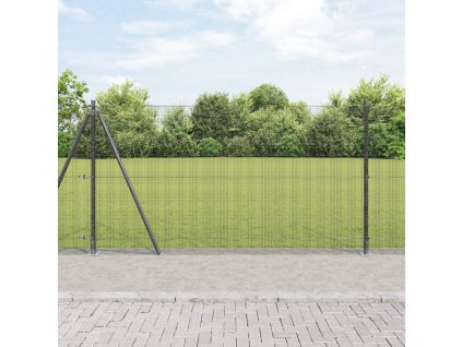 Svářený drátěný plot s 13 přírubovými sloupky Šedý 1.2x25 m Ocel 3352557