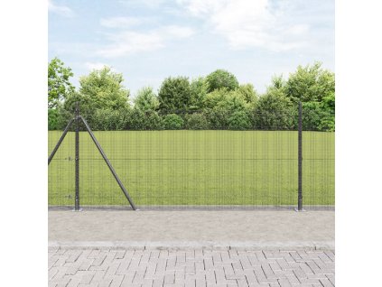 Svářený drátěný plot s 13 hranatými sloupky Šedý 1.4x25 m Ocel 3352564