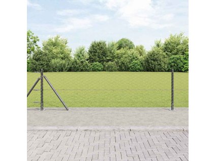 Plotový sloupek. Šedá 10 x 0,4 m (50 mm síťovina) Ocel a PVC 3353608