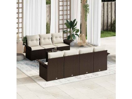 Sada zahradních pohovek 8 pcs Hnědá a krémová polyratan 3353937