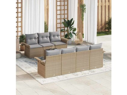 Sada zahradních pohovek 8 pcs Beige a šedá polyratan 3353939