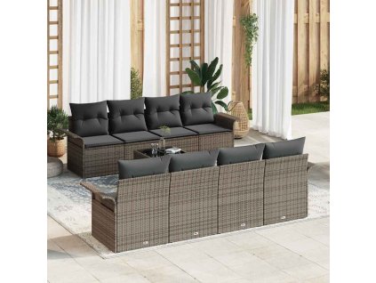 Sada zahradních pohovek 9 pcs Šedá Polyratan a ocel a sklo 3353958