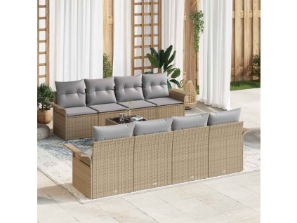 Sada zahradních pohovek 9 pcs Beige a šedá polyratan 3353959