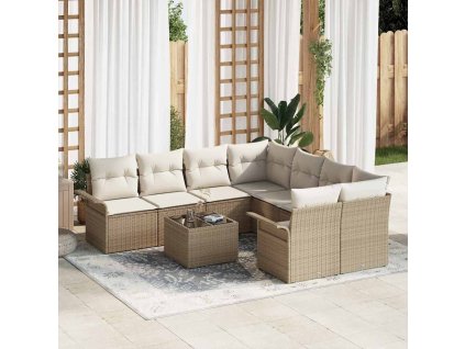 Sada zahradních pohovek s polštářem 9 pcs Béžová a krémová 3353970