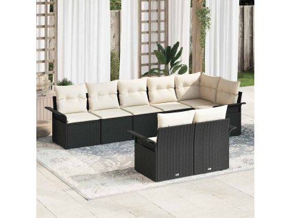 Sada zahradních pohovek s úložištěm 8 pcs Černá polyratan 3354076