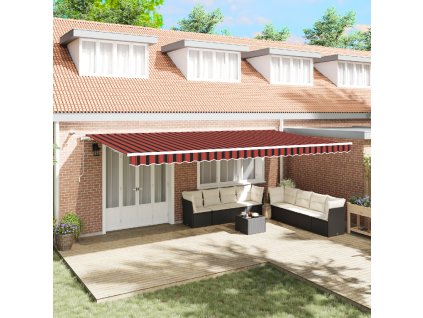 Automatická zasouvací markýza s LED v oranžové a hnědé barvě 600 x 300 cm 3331592