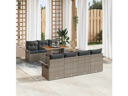 Sada zahradních pohovek s polštářem 8 pcs Šedá 3349292