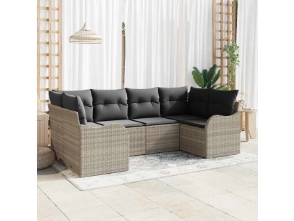 Sada zahradních pohovek 6 pcs Světle šedá Poly ratan 3354511
