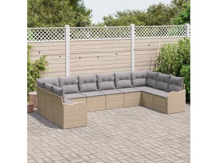 Sada zahradních pohovek 10 pcs béžová a světle šedá polyratan 3354549