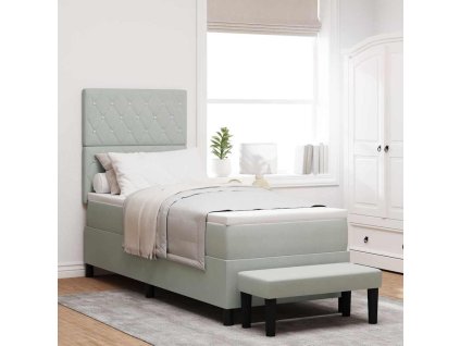 Postel s boxspringem s matrací Světle šedá 80 x 200 cm samet 3344408