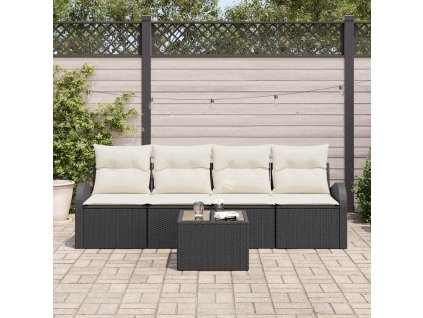 Sada zahradních pohovek s polštářem 5 pcs Černá a krémová 3354576