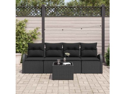 Sada zahradních pohovek 5 pcs Černá Polyratan a ocel a sklo 3354582