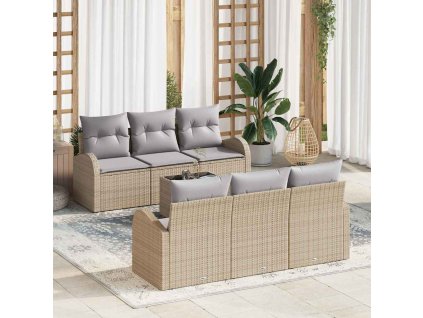 Sada zahradních pohovek 7 pcs Beige a šedá polyratan 3354599