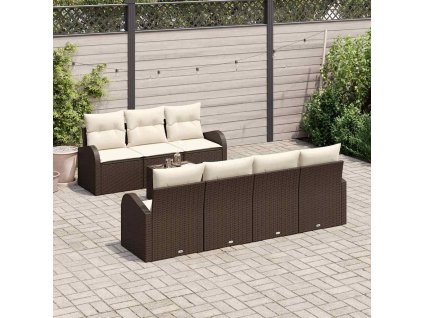 Sada zahradních pohovek 8 pcs Hnědá, krémová 55 x 55 x 37 cm 3354617