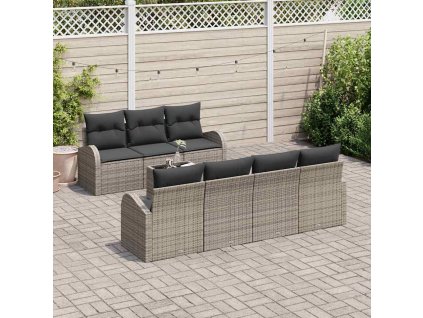 Sada zahradních pohovek 8 pcs Šedá Polyratan a ocel a sklo 3354618