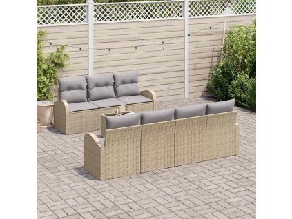 Sada zahradních pohovek s polštářem 8 pcs Beige a šedá 3354619
