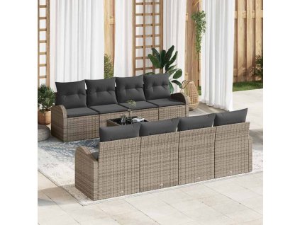 Sada zahradních pohovek s úložištěm 9 pcs Šedá polyratan 3354638