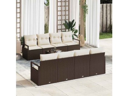 Sada zahradních pohovek 9 pcs Hnědá a krémová polyratan 3354977