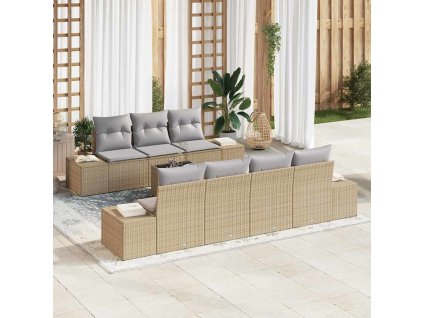 Sada zahradních pohovek 8 pcs Beige a šedá polyratan 3355639